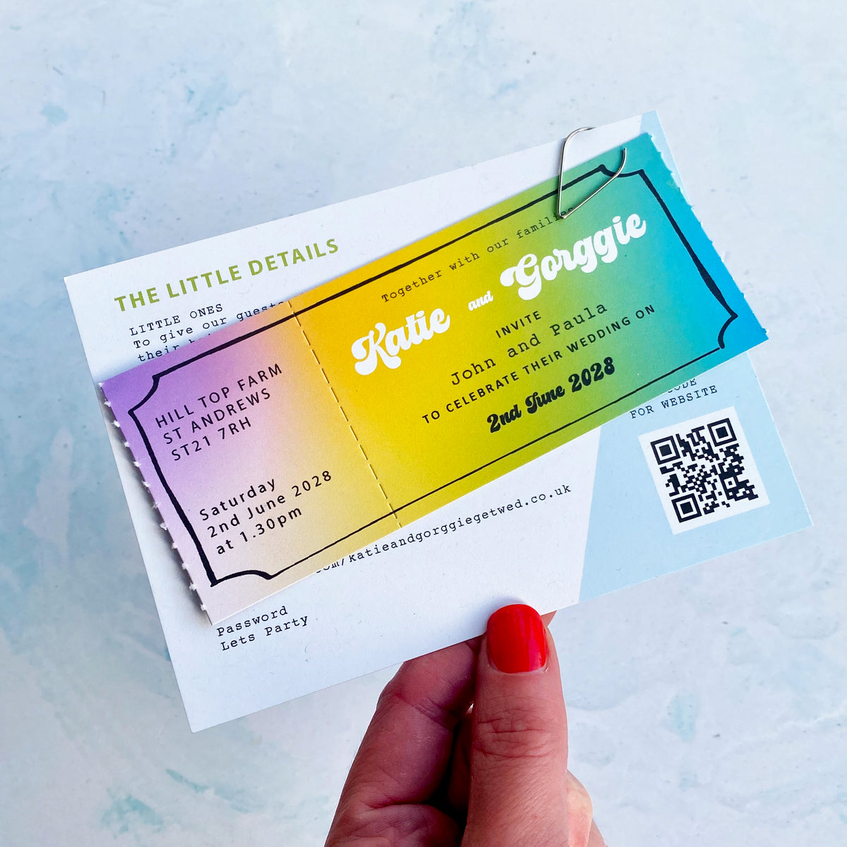 Festival Ticket Wedding Invitation - Green