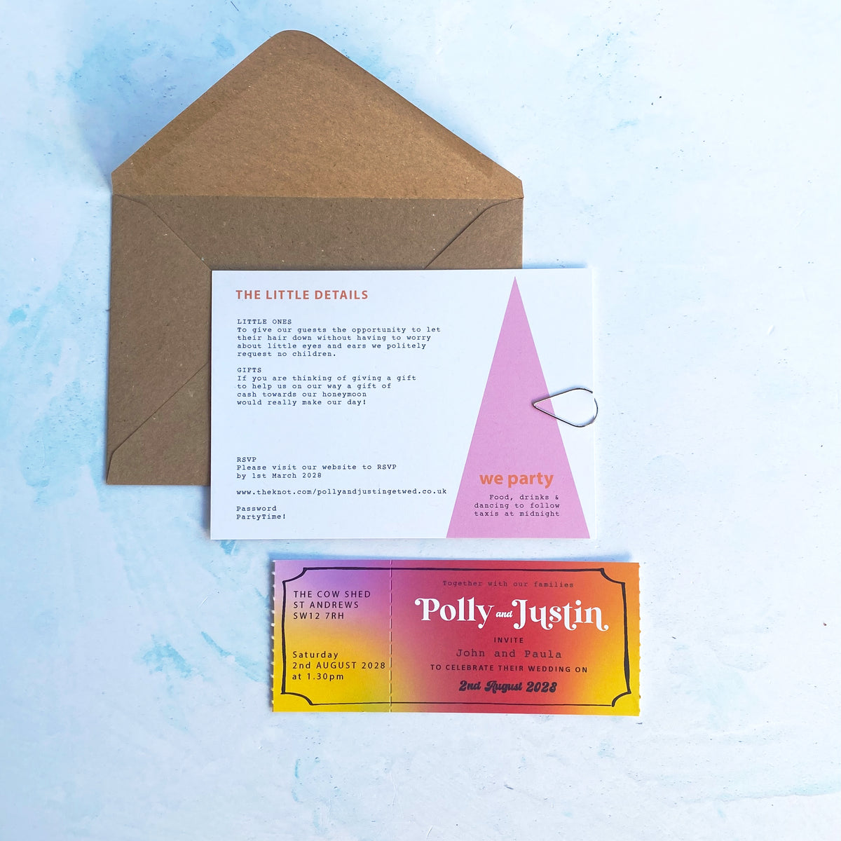 Festival Ticket Wedding Invitation - Retro