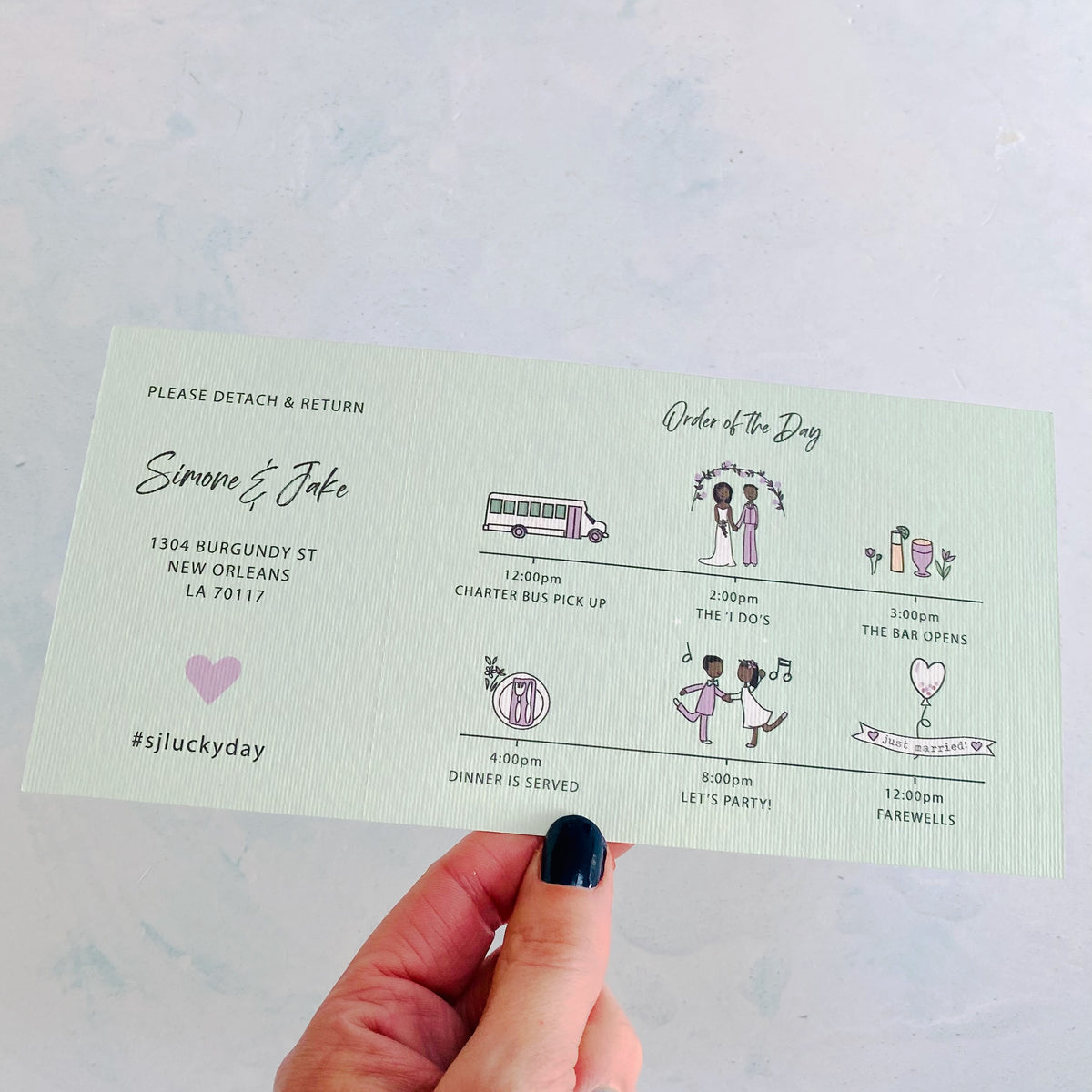 Wedding Map Bespoke Ticket Style Invitation