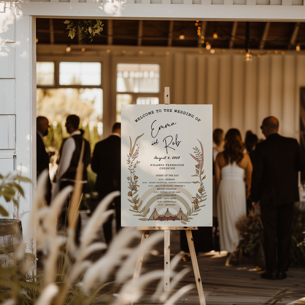 Boho Tipi Order Of Events Wedding Sign & Welcome Board