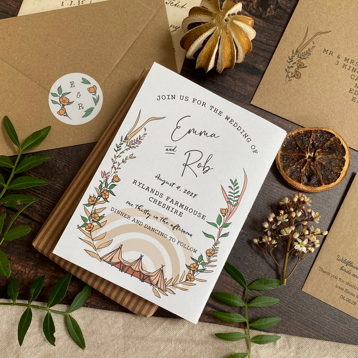 Rustic Boho Tipi Wedding Invitation