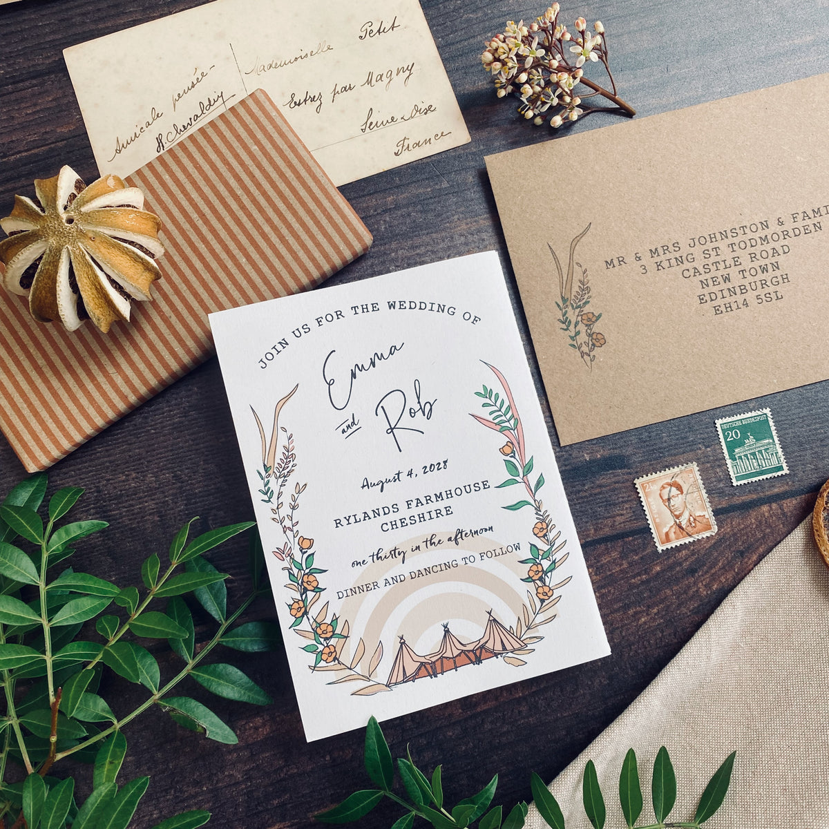 Rustic Boho Tipi Wedding Invitation