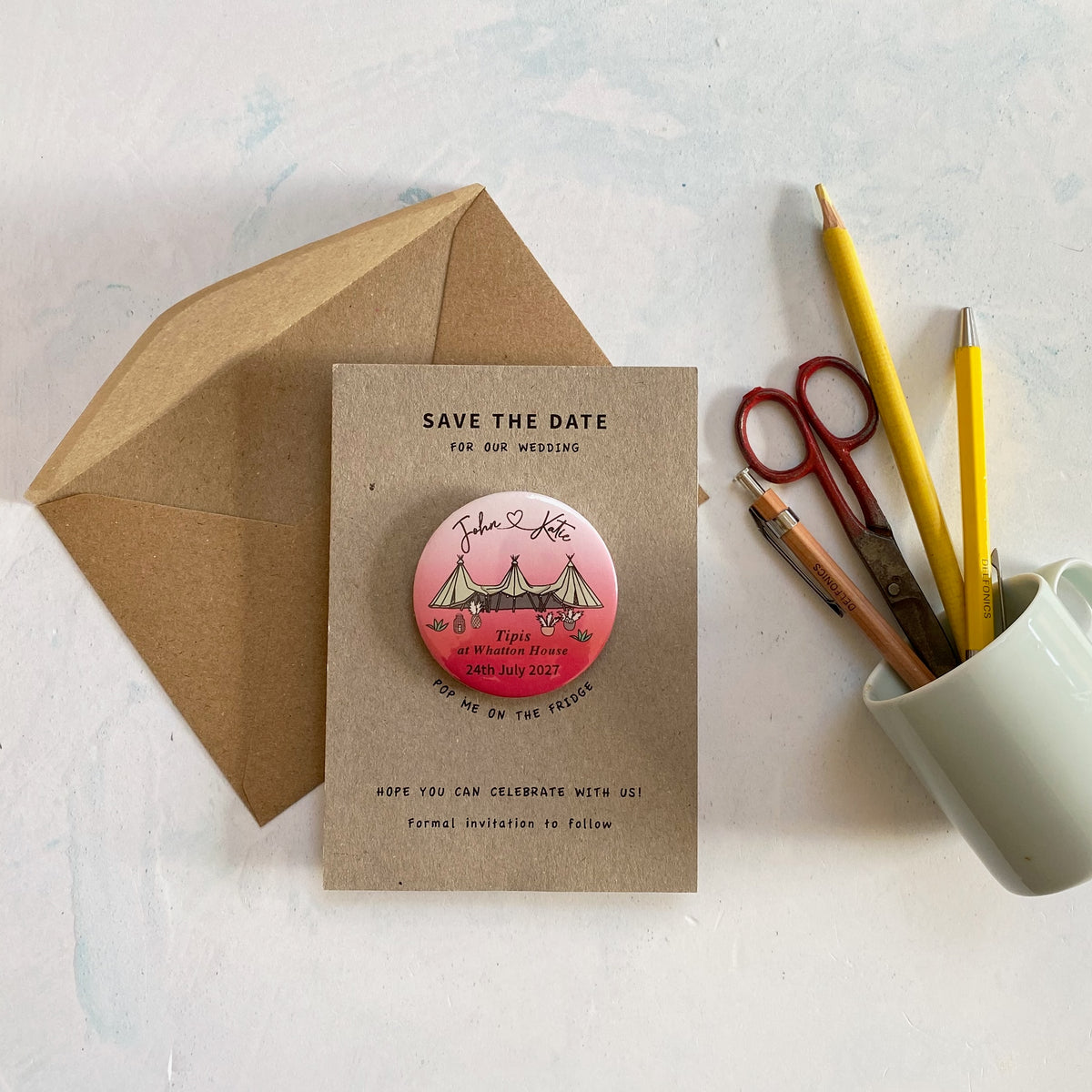 Boho Tipi Magnet Save the Date Ombre