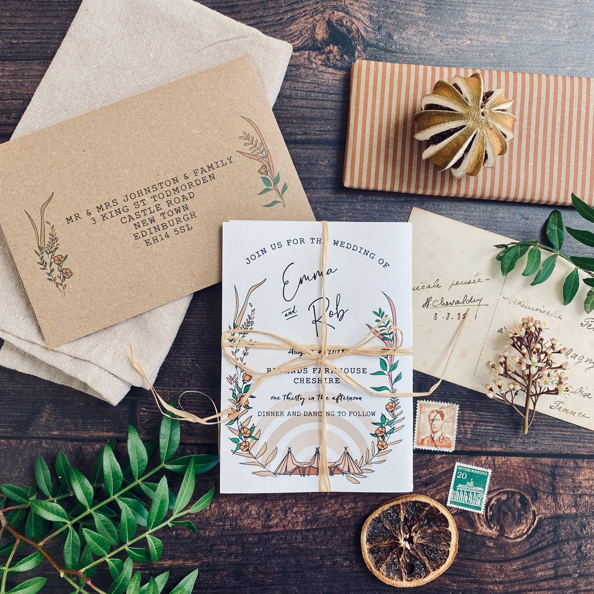 Rustic Boho Tipi Wedding Invitation