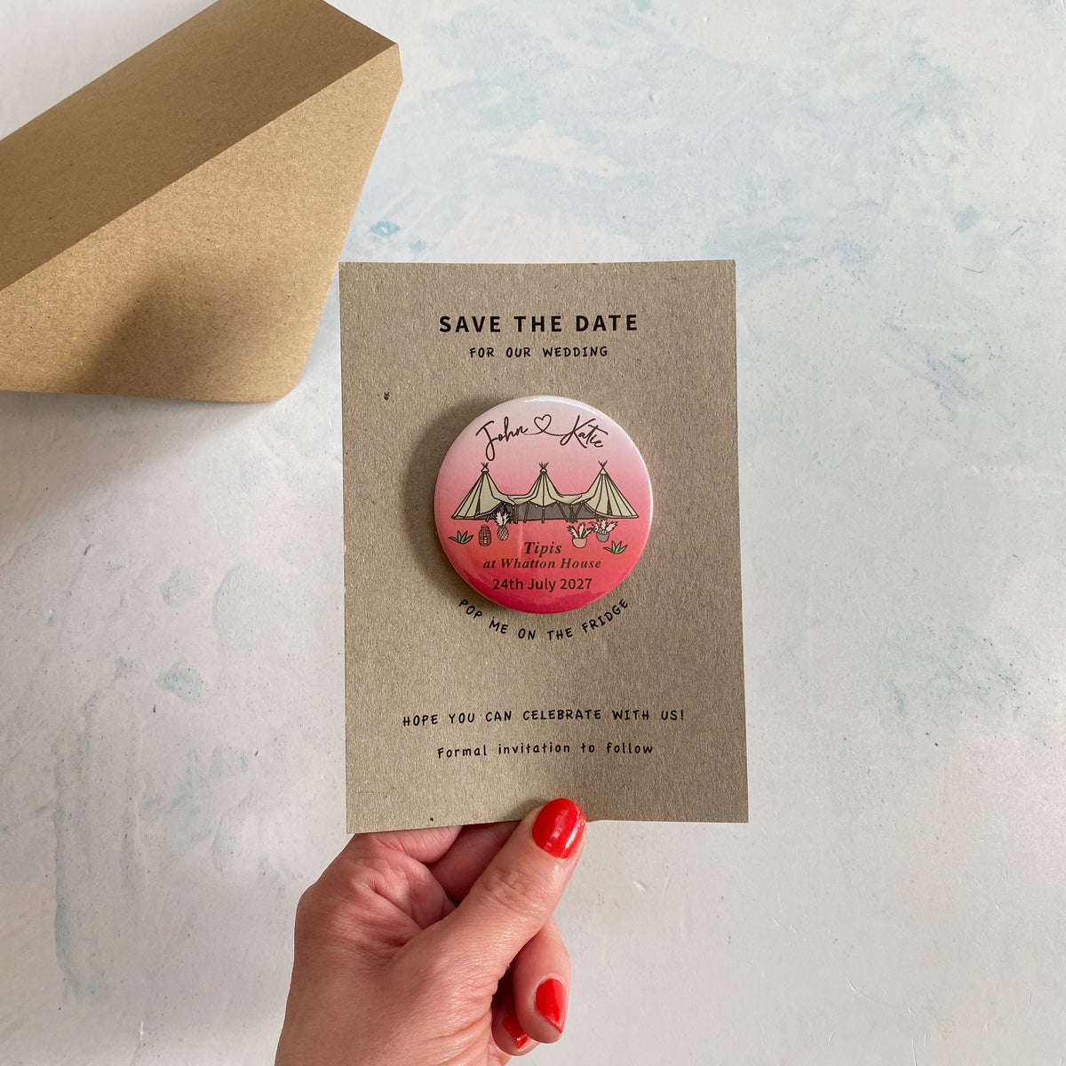 Boho Tipi Magnet Save the Date Ombre