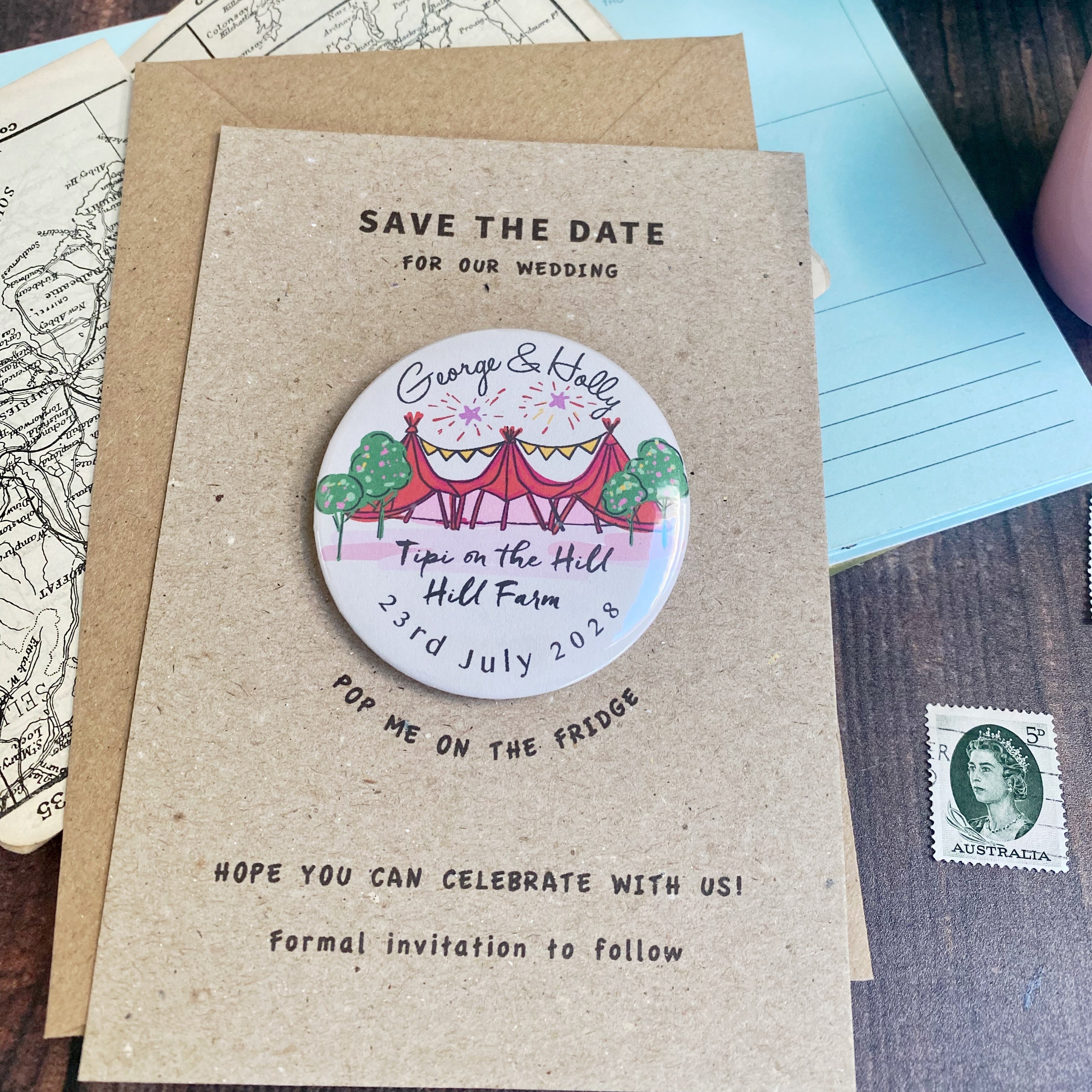 Tipi Illustration Colourful Magnet Save the Date