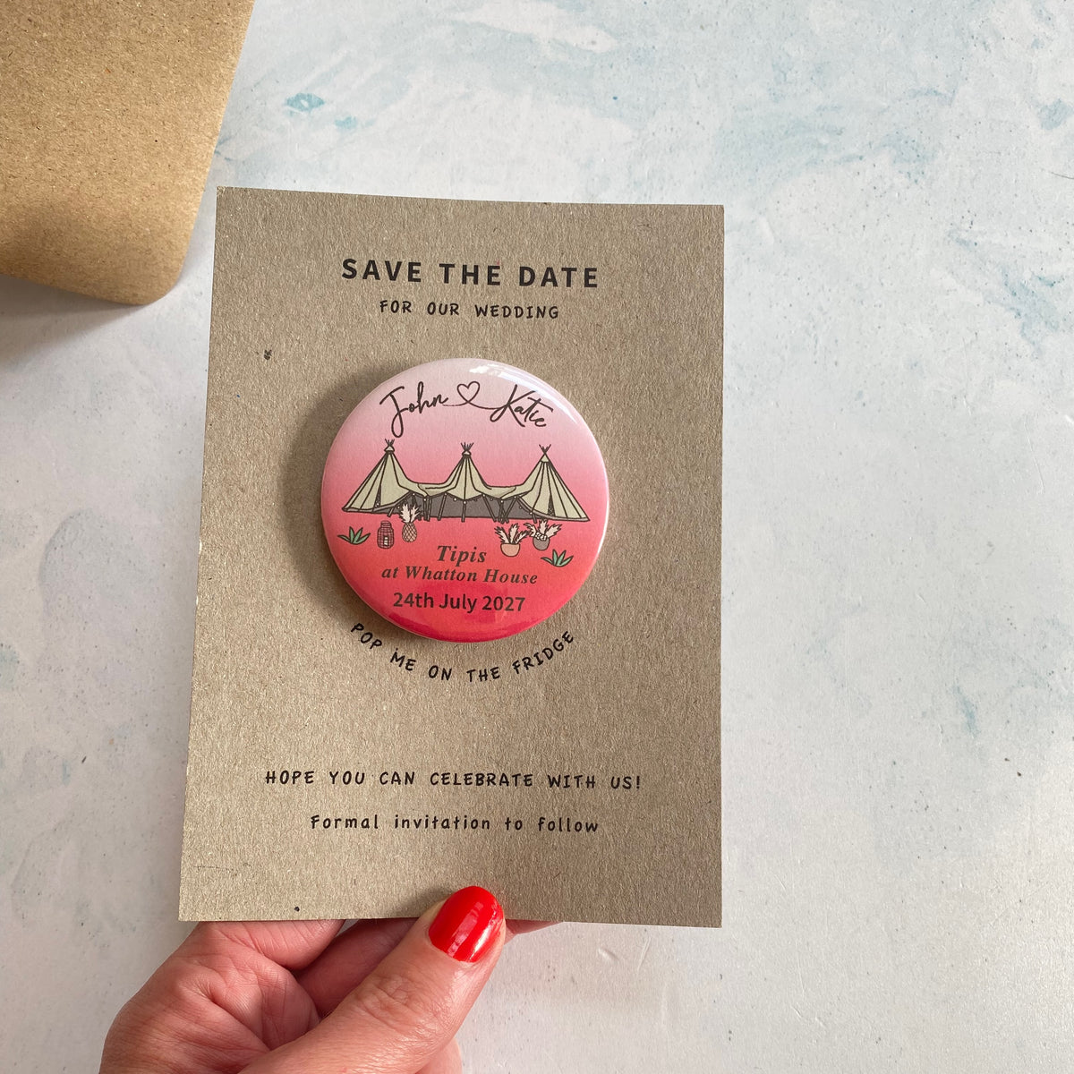 Boho Tipi Magnet Save the Date Ombre
