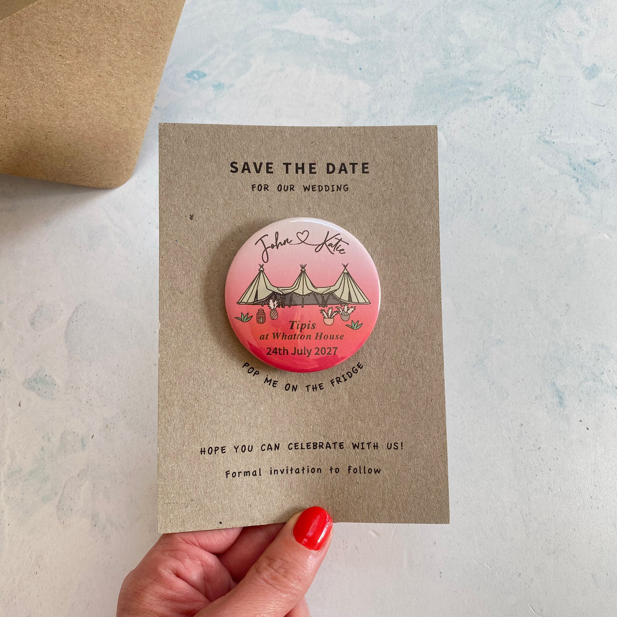 Boho Tipi Magnet Save the Date Ombre
