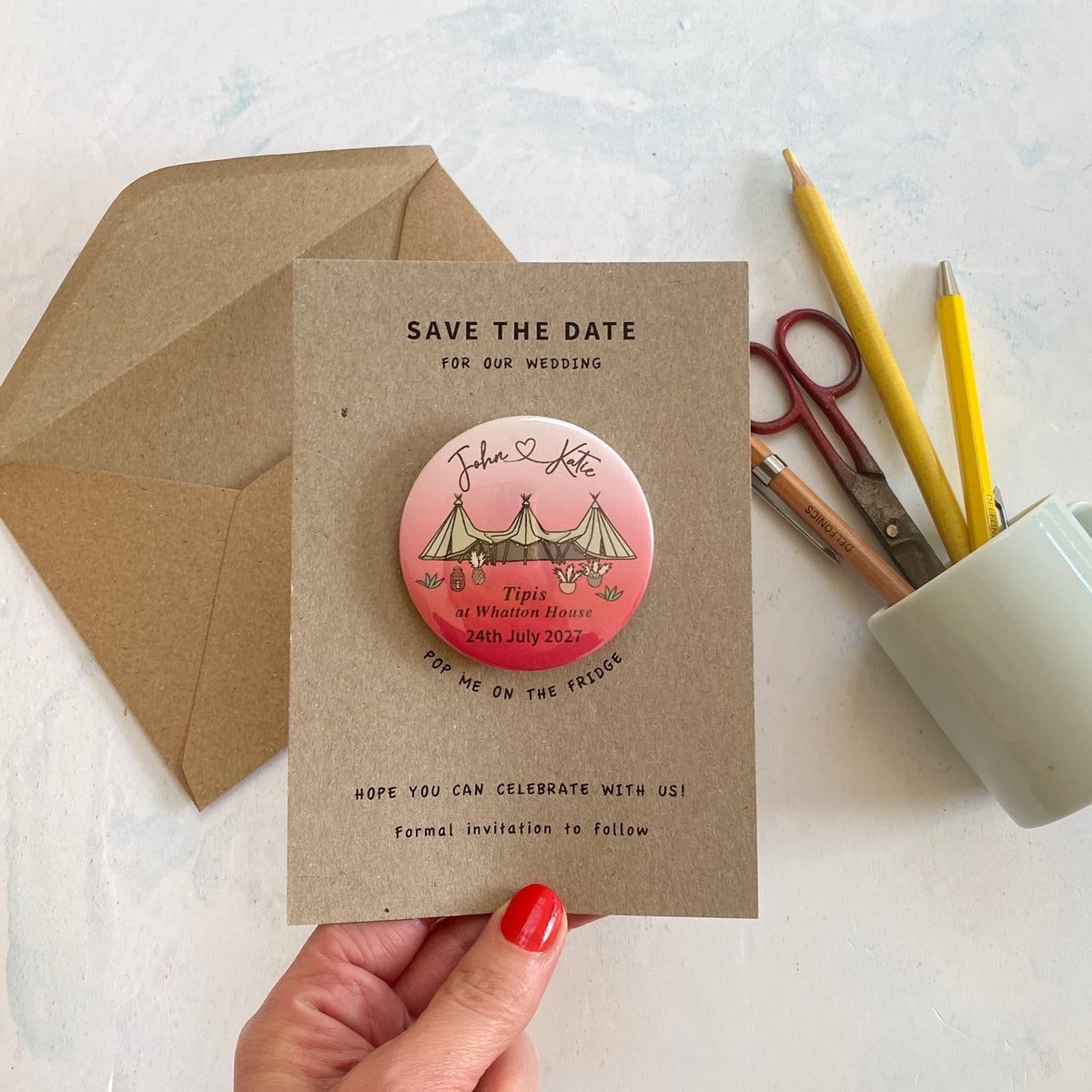 Boho Tipi Magnet Save the Date Ombre