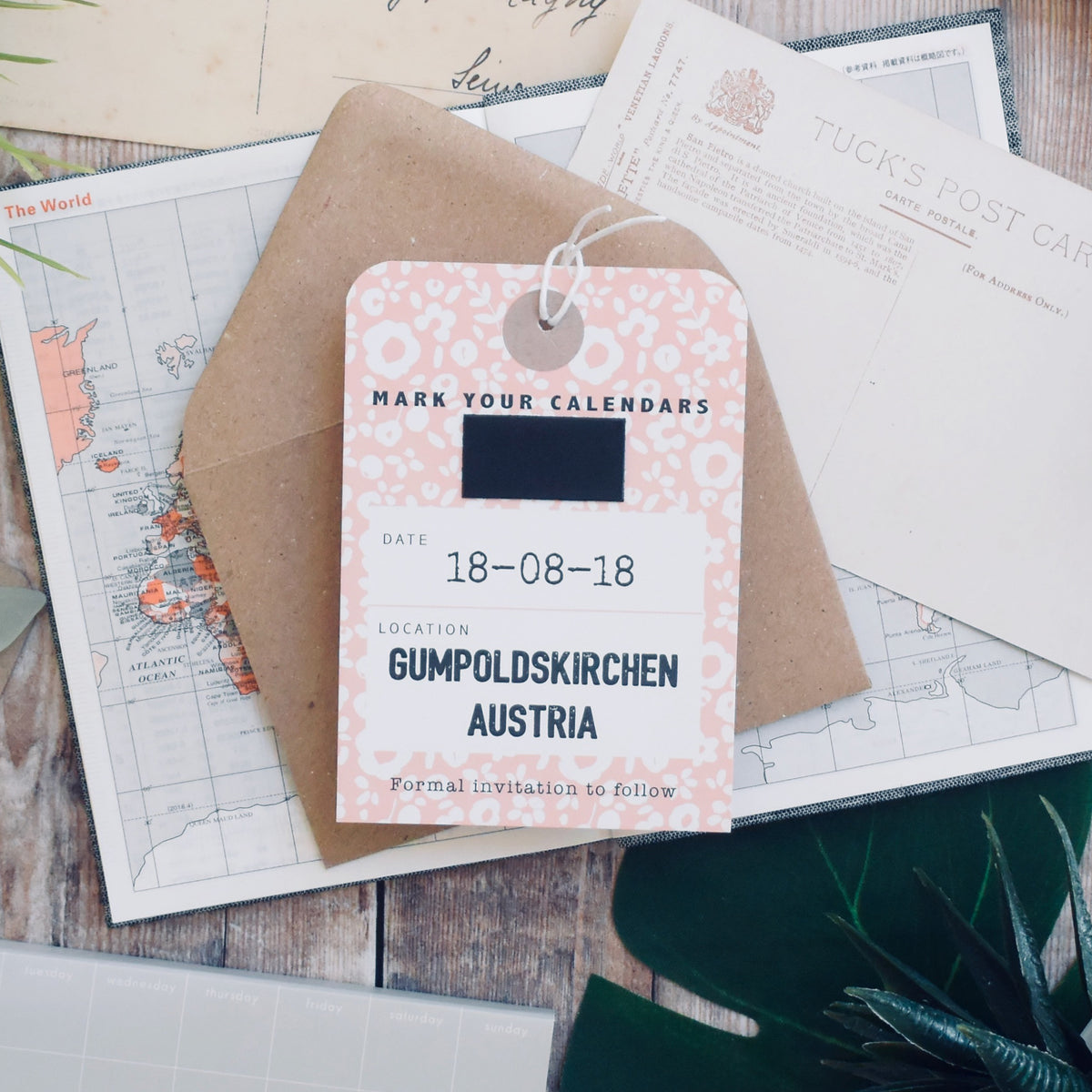 Vintage Style Luggage Tag Save The Date