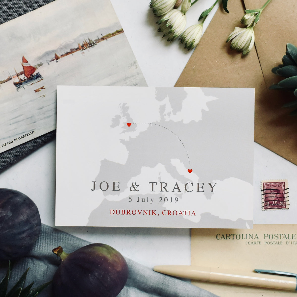 JADE  -  WORLD MAP WEDDING INVITATION