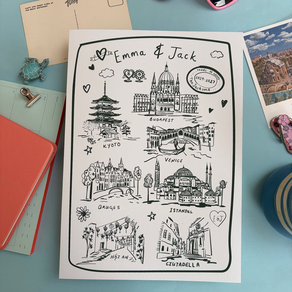 Bespoke Illustrative Travel Memories Print
