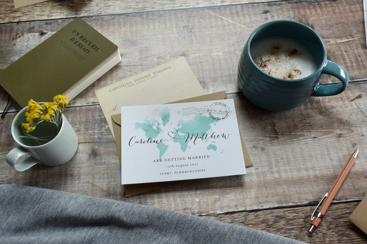 WATERCOLOUR STYLE MAP WEDDING INVITATION