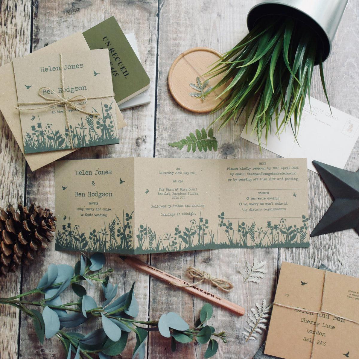 Wildflower Tri Fold Recycled Folded Wedding Invitation