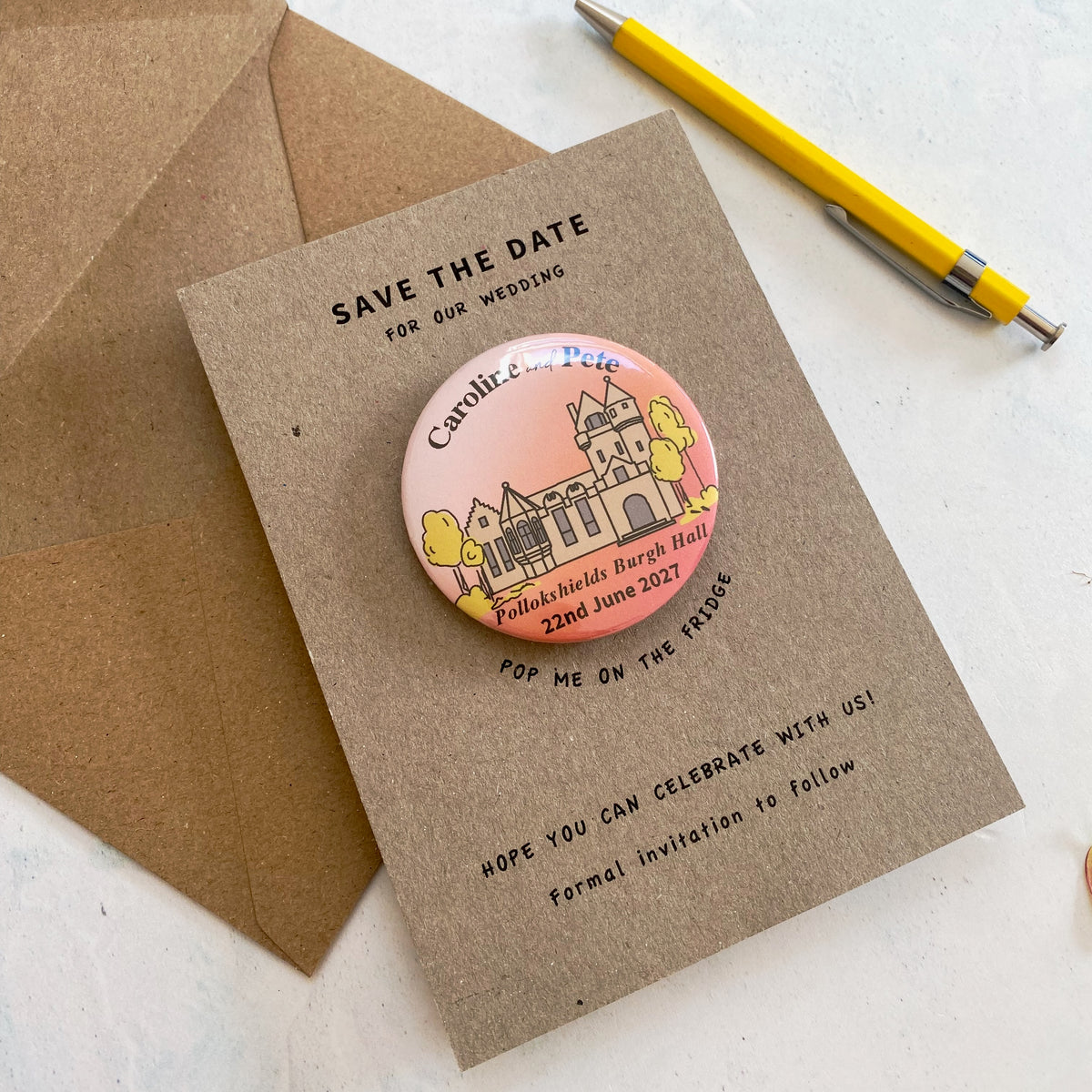 Venue Illustration Magnet Save the Date,  Ombre