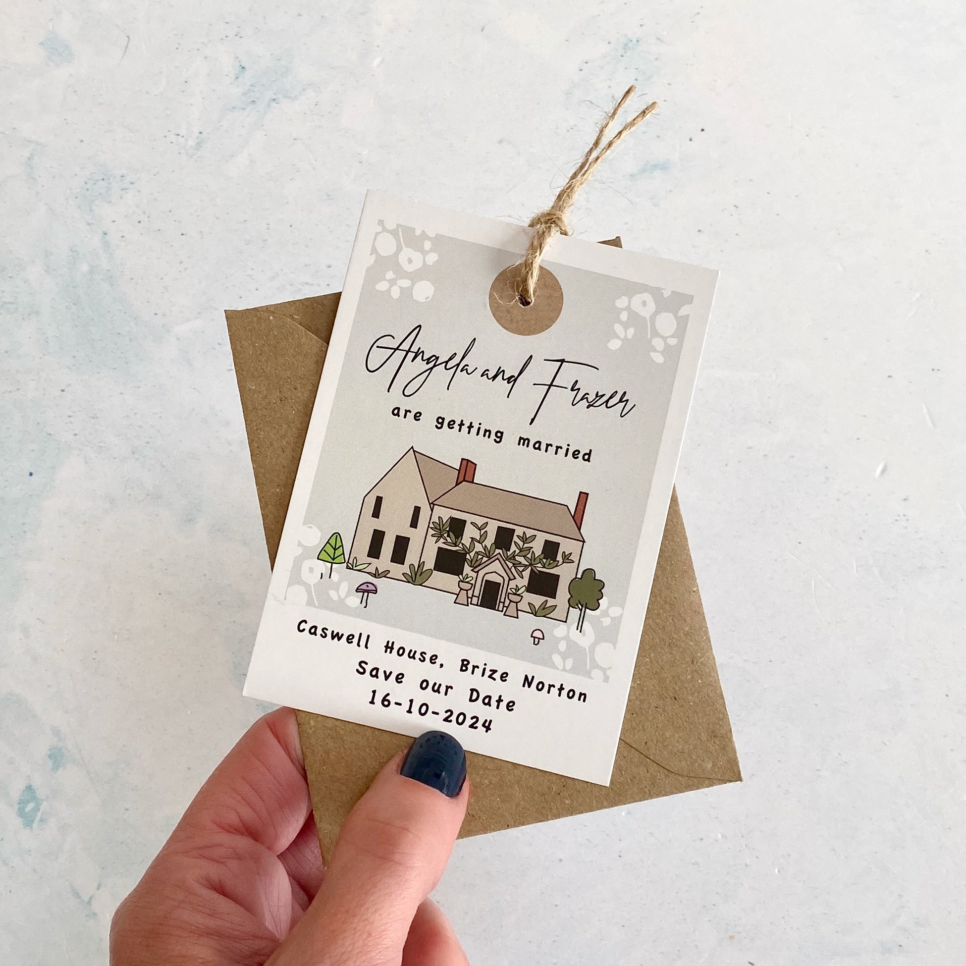 Wedding Venue Bespoke Illustration Luggage Tag