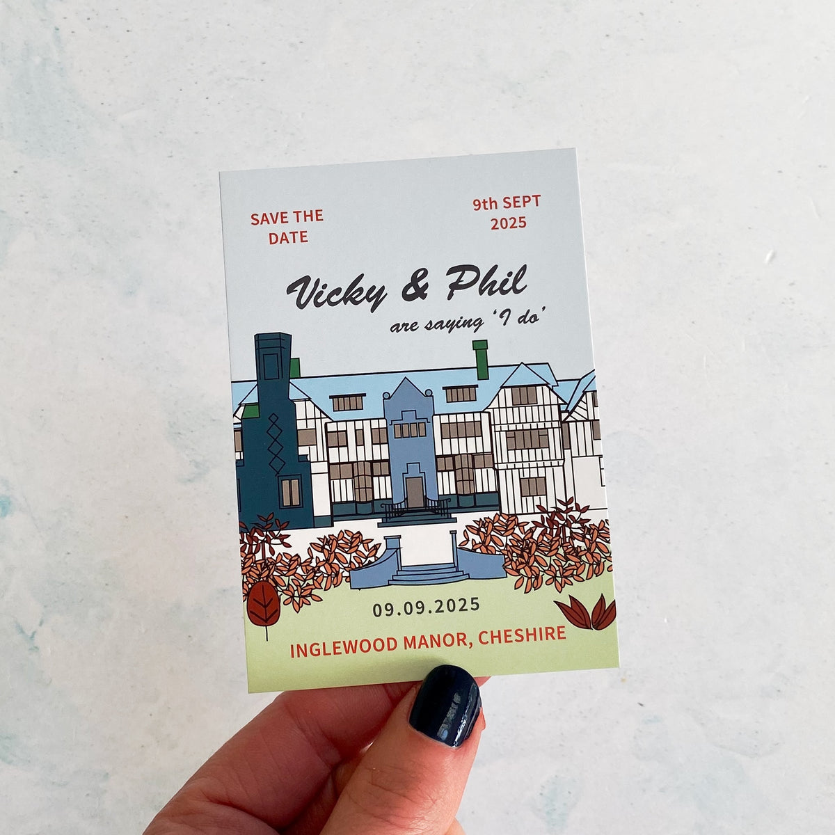 Venue Illustration Save The Date Wedding Invitation