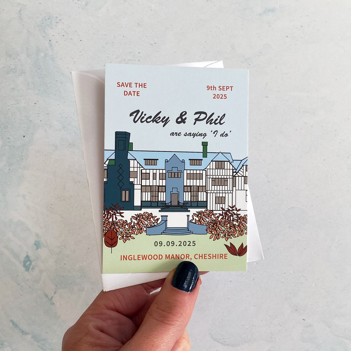 Venue Illustration Save The Date Wedding Invitation