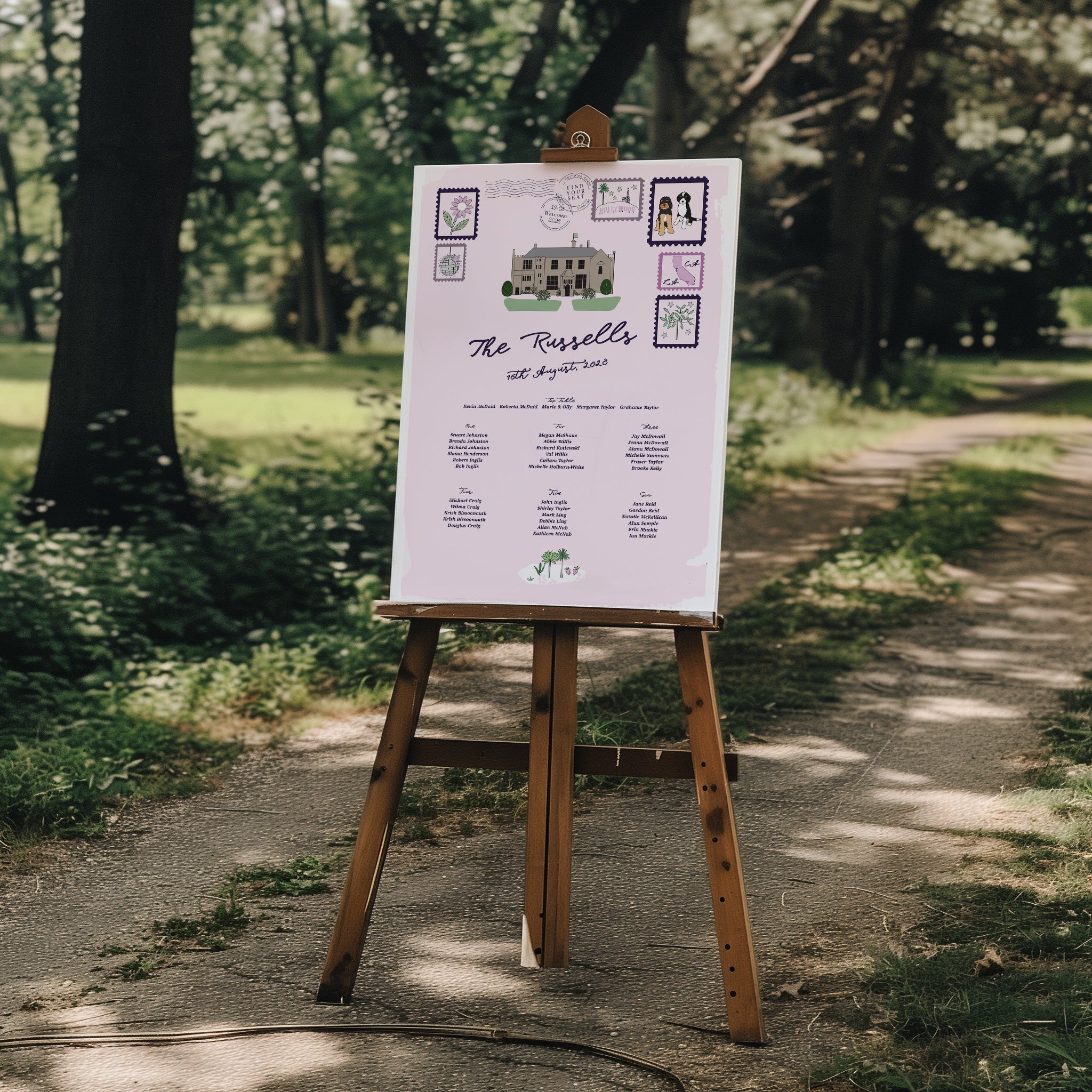 Bespoke Postcard Style Table Plan