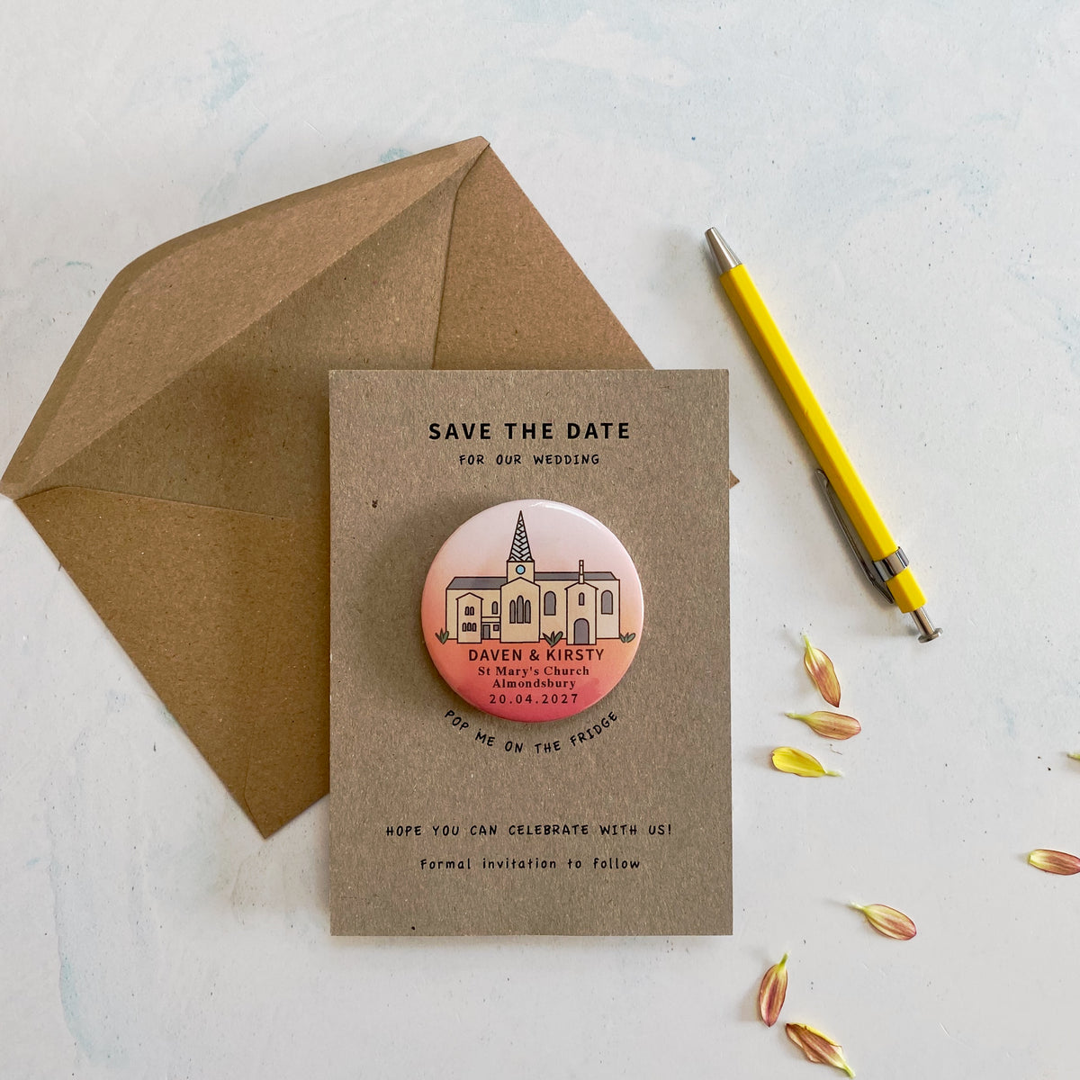 Venue Illustration Magnet Save the Date,  Ombre