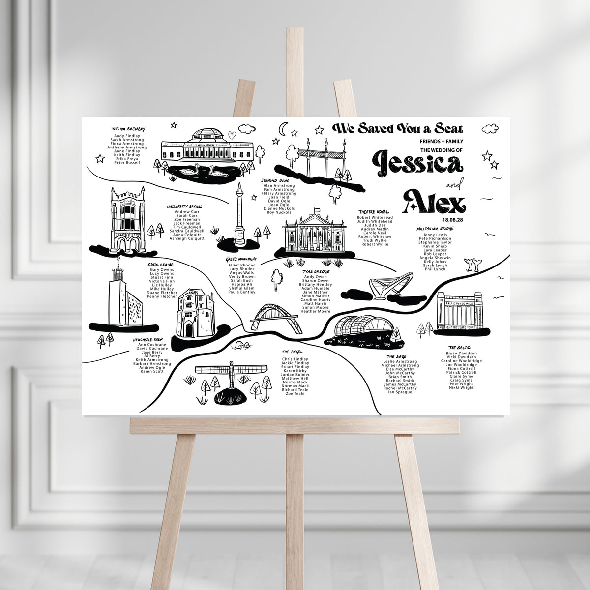 Bespoke Illustrated Wedding Table Plan
