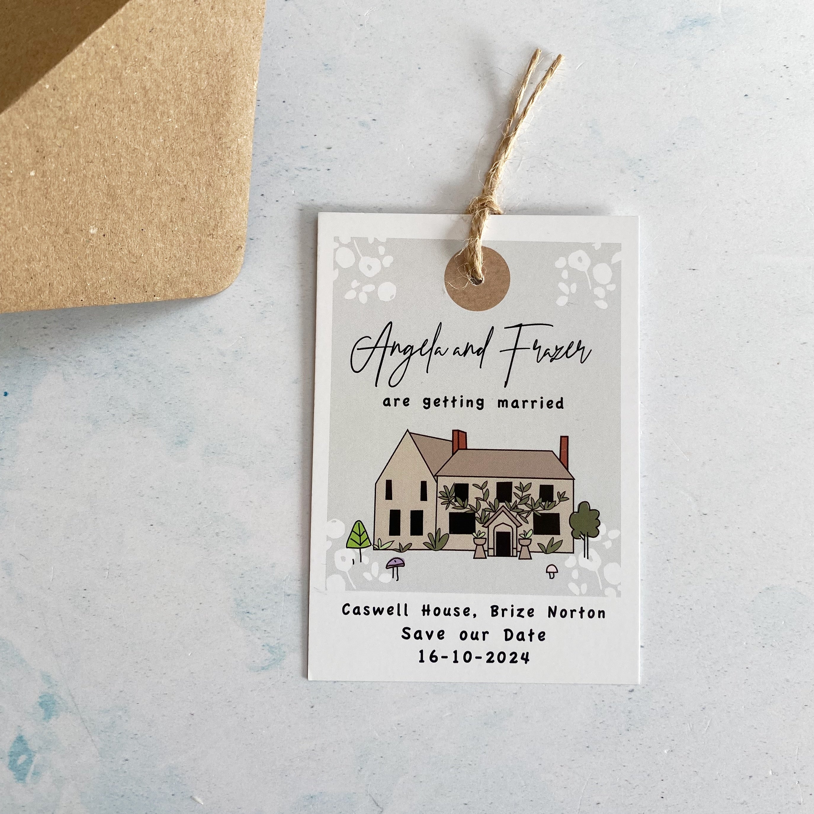 Wedding Venue Bespoke Illustration Luggage Tag