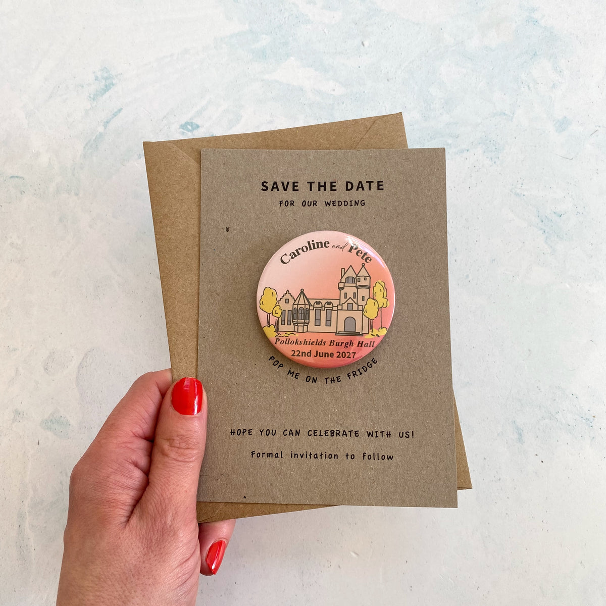 Venue Illustration Magnet Save the Date,  Ombre