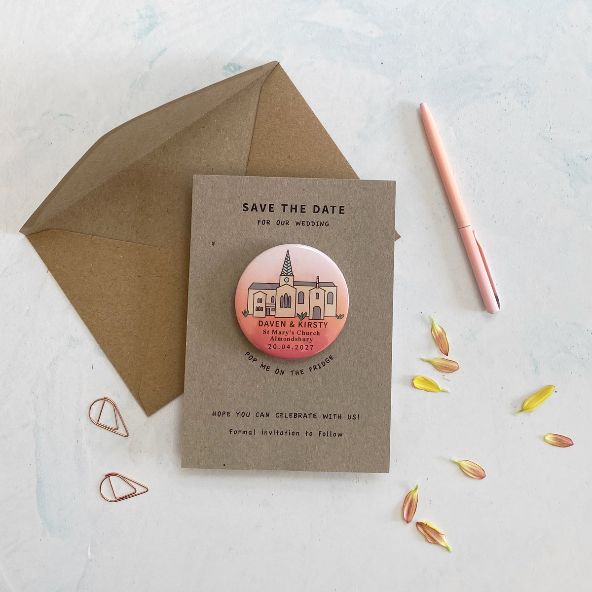 Venue Illustration Magnet Save the Date,  Ombre