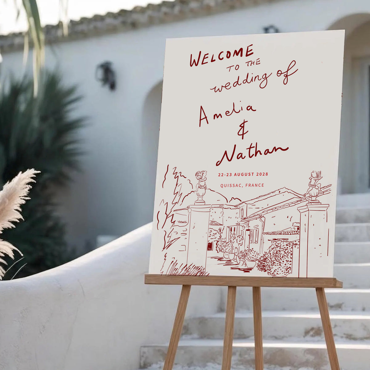 Hand-Illustrated Bespoke Venue Table Plan with landscape