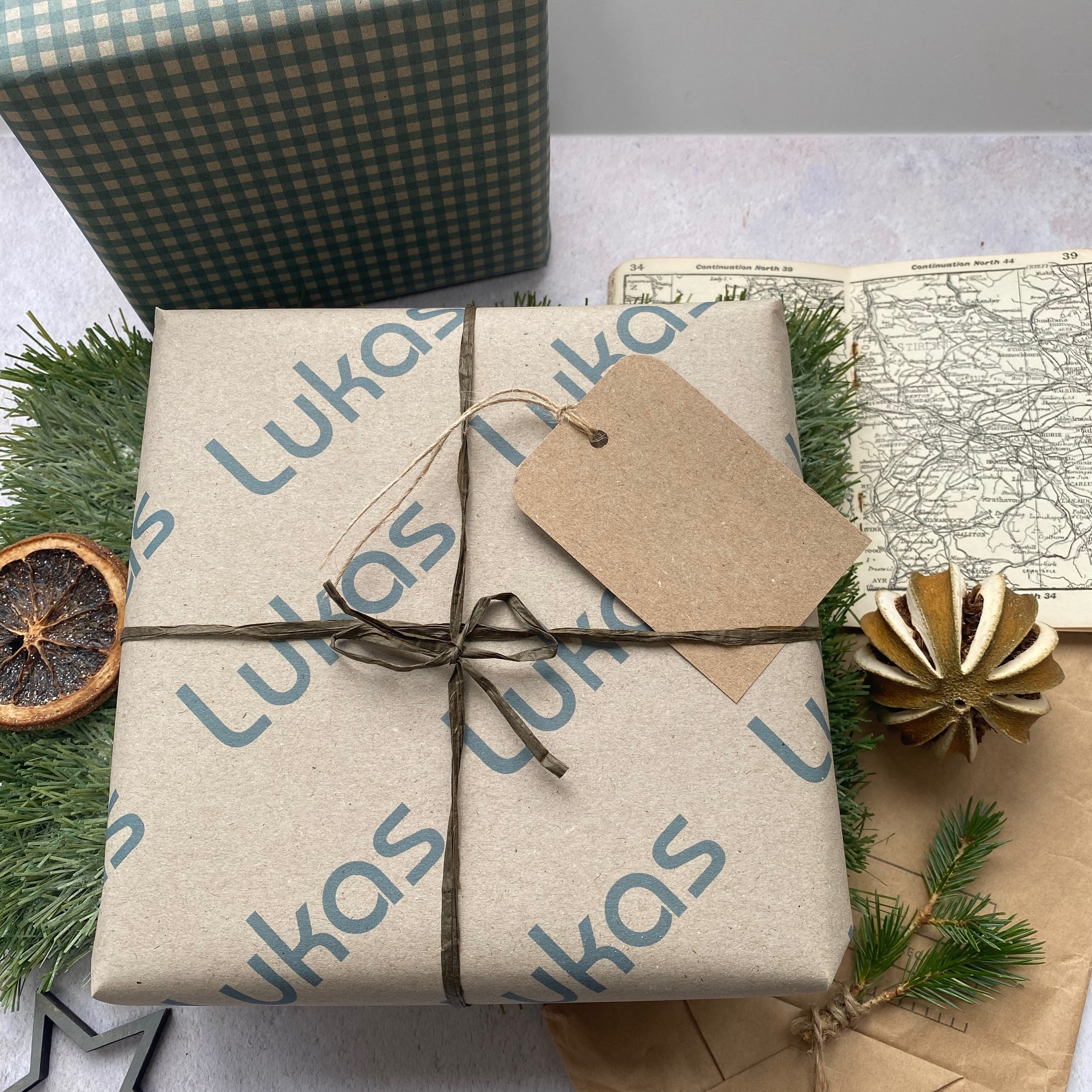 Retro Vintage Christmas Personalised Name Wrapping Paper Set