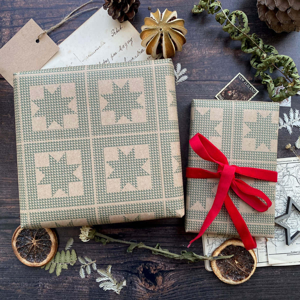 Star Patchwork 'Little Women' Paper Fibre Wrapping Paper