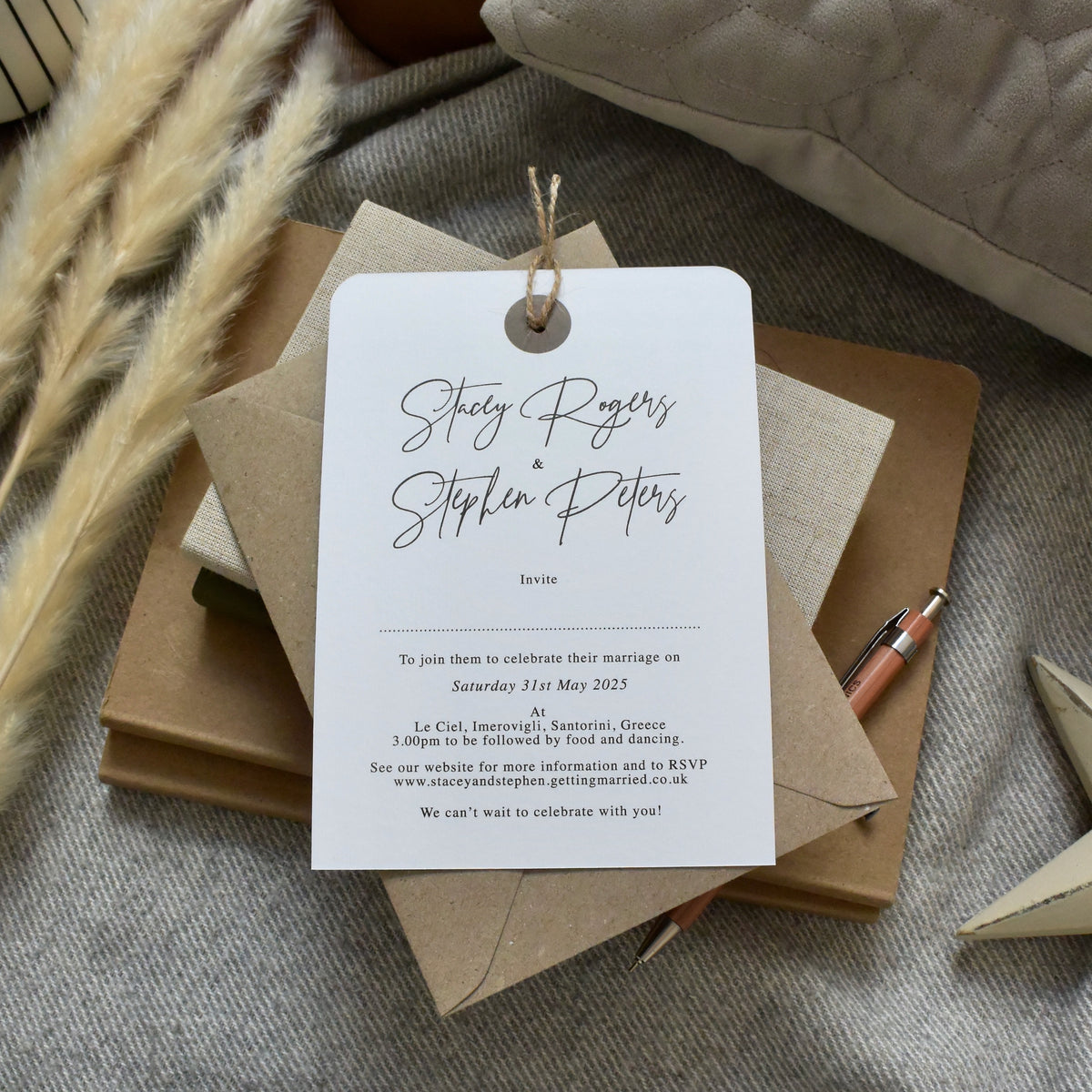Watercolour Style Tag Map Wedding Invitation