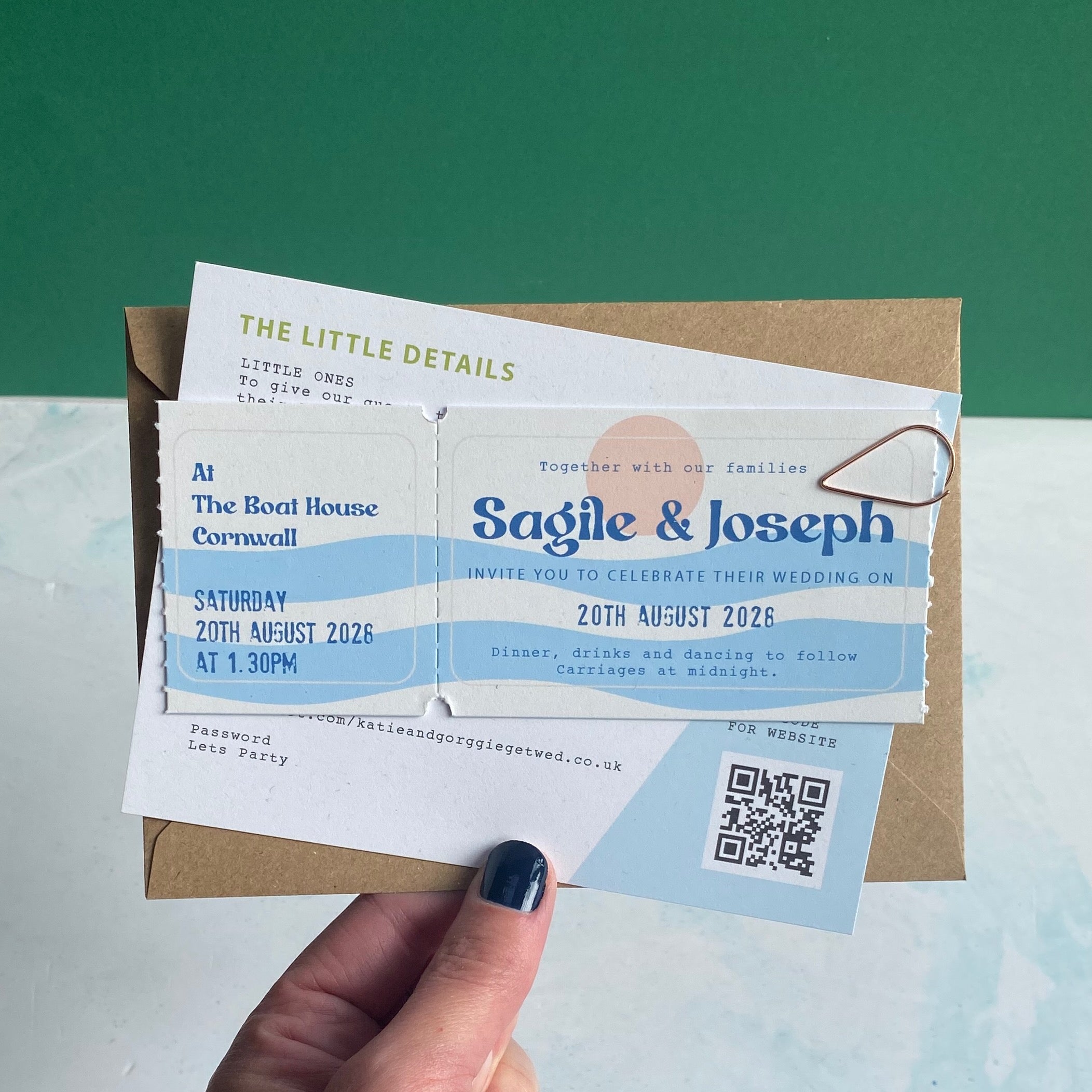 Fun Beach Colourful Style Wedding Invitation