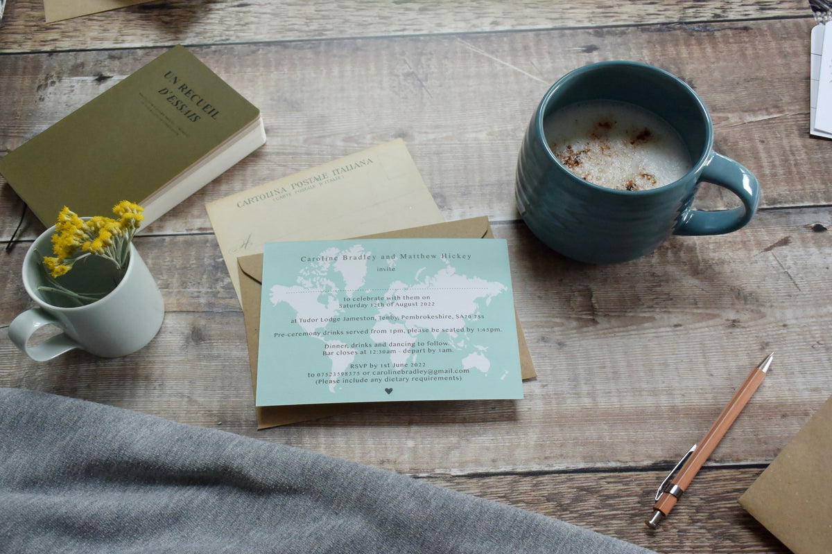 WATERCOLOUR STYLE MAP WEDDING INVITATION