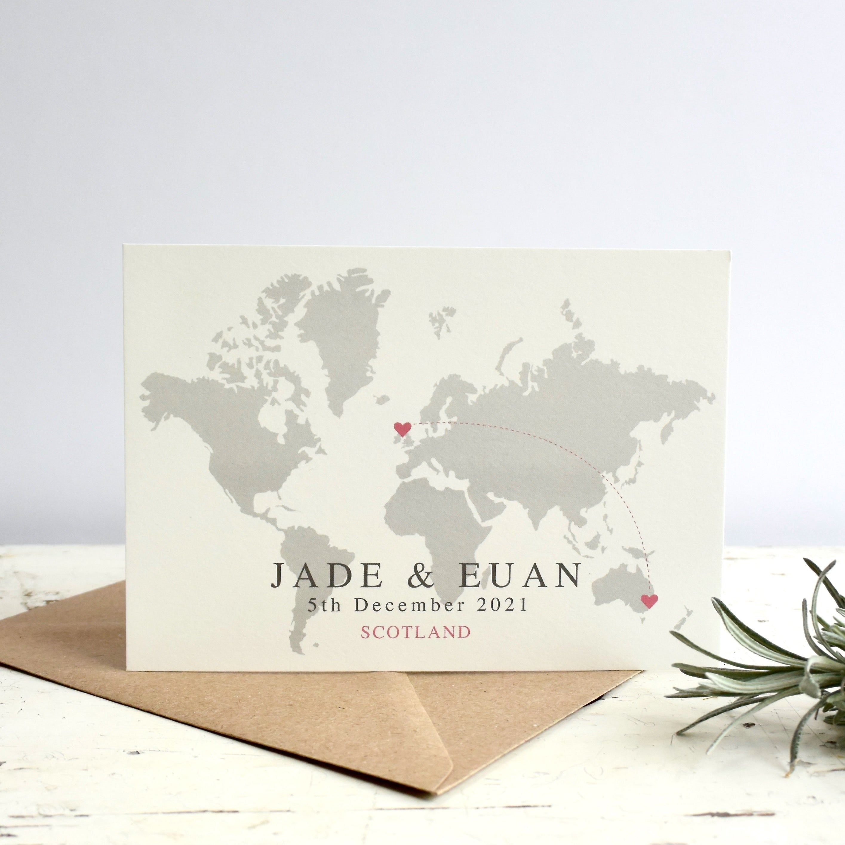 JADE  -  WORLD MAP WEDDING INVITATION