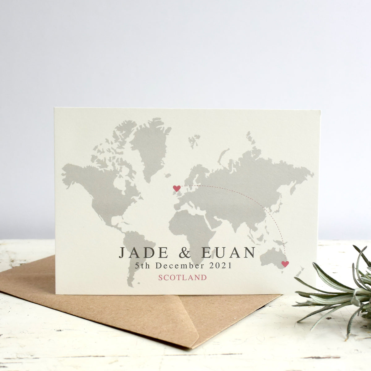 JADE  -  WORLD MAP WEDDING INVITATION