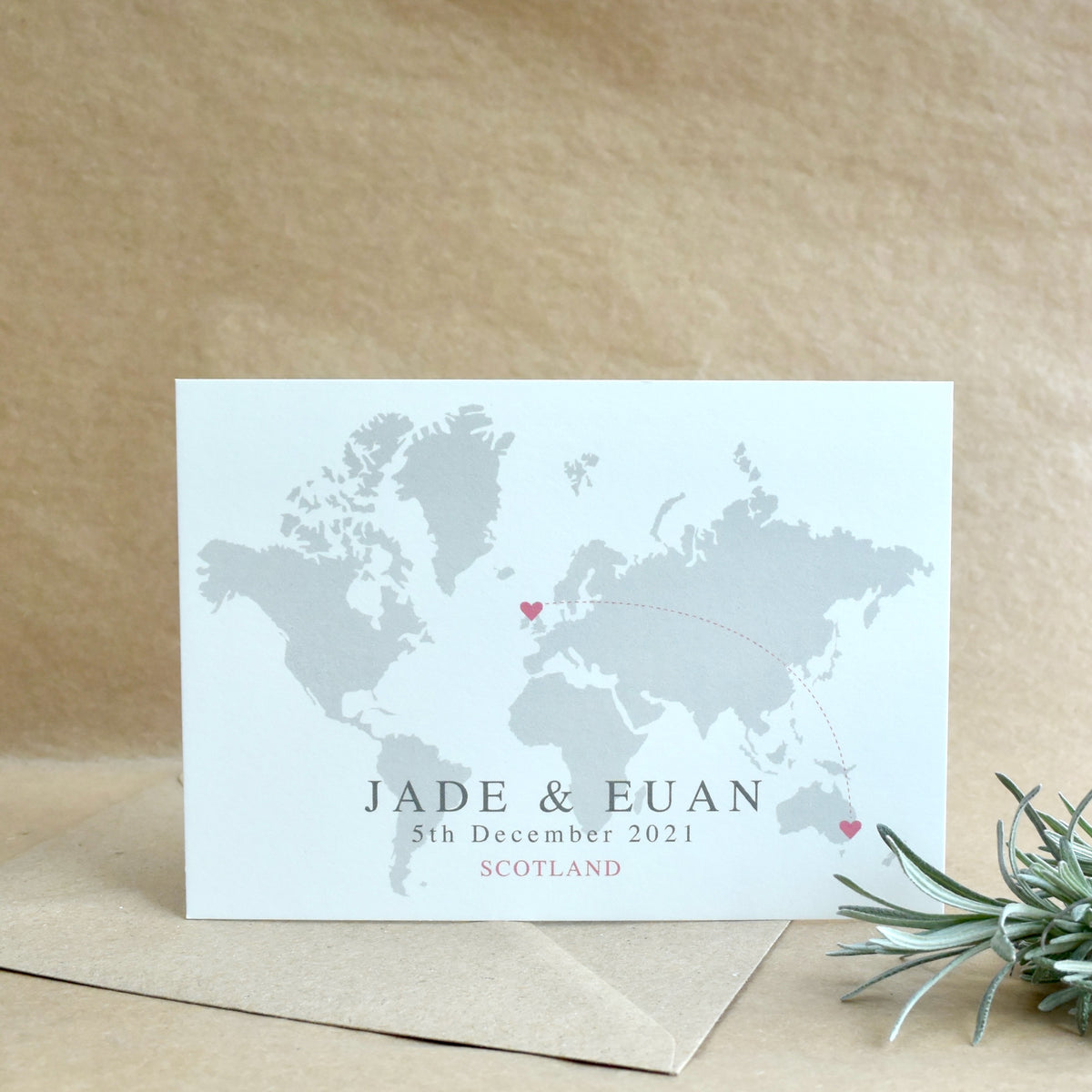 JADE  -  WORLD MAP WEDDING INVITATION