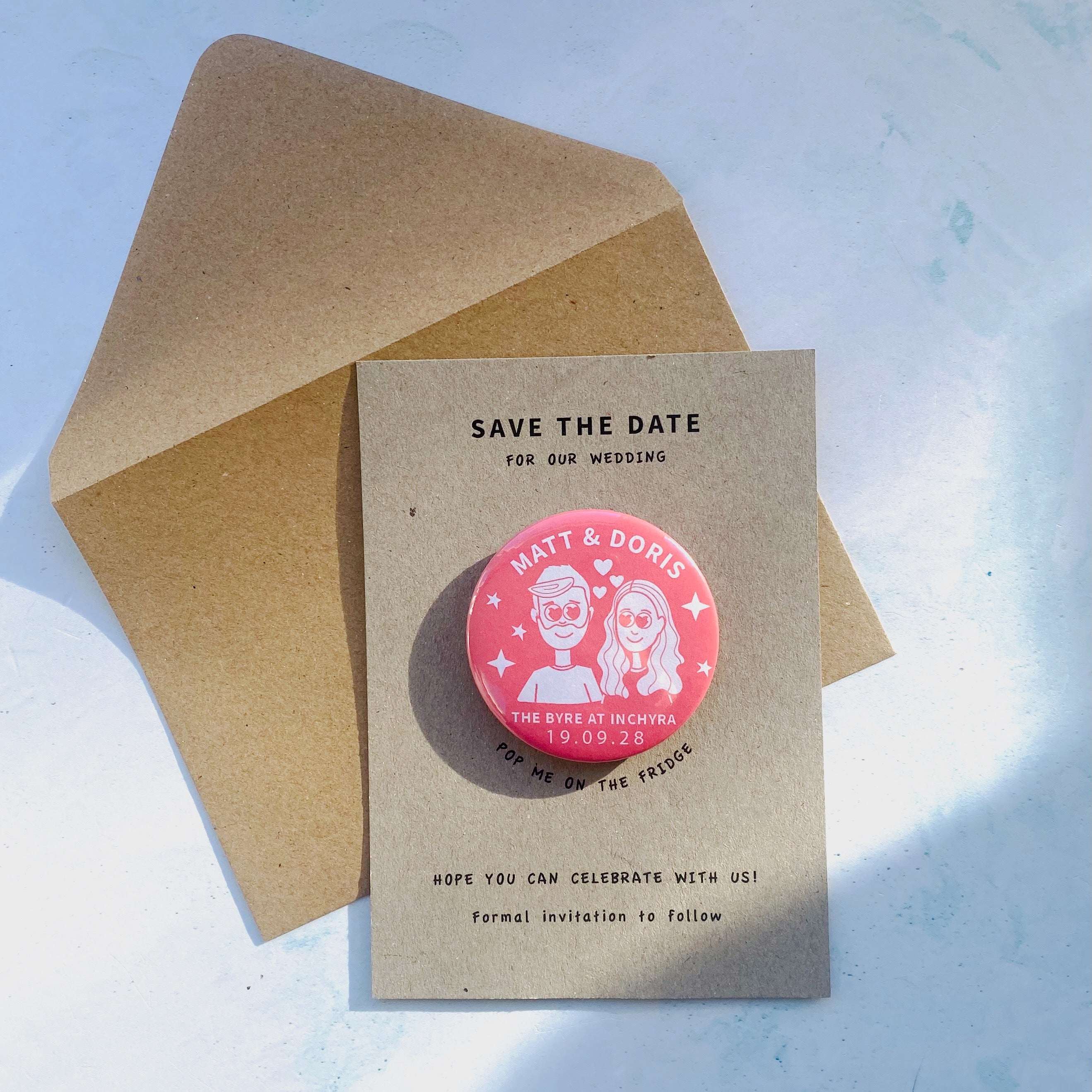 Cartoon Heart Eyes Save The Date Wedding Magnet