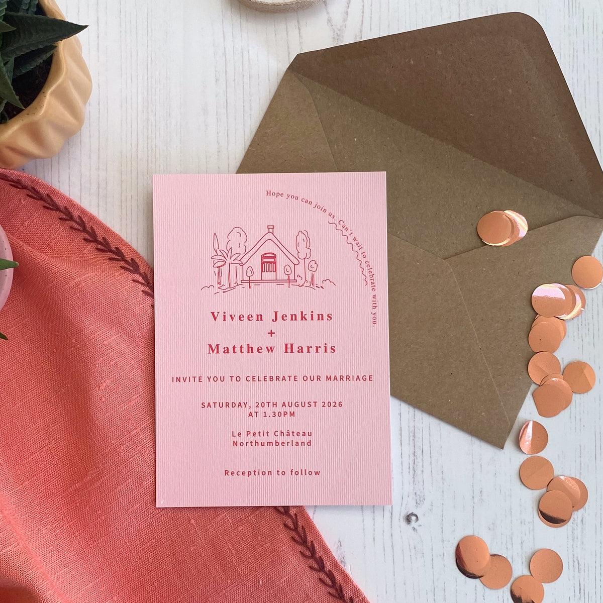 Wedding Venue Line Drawing Illustration Wedding Stationery