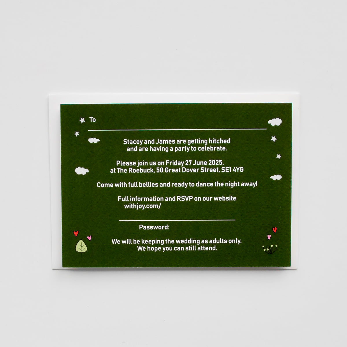 Illustrated Bespoke Map Invitation - (Dark Green)