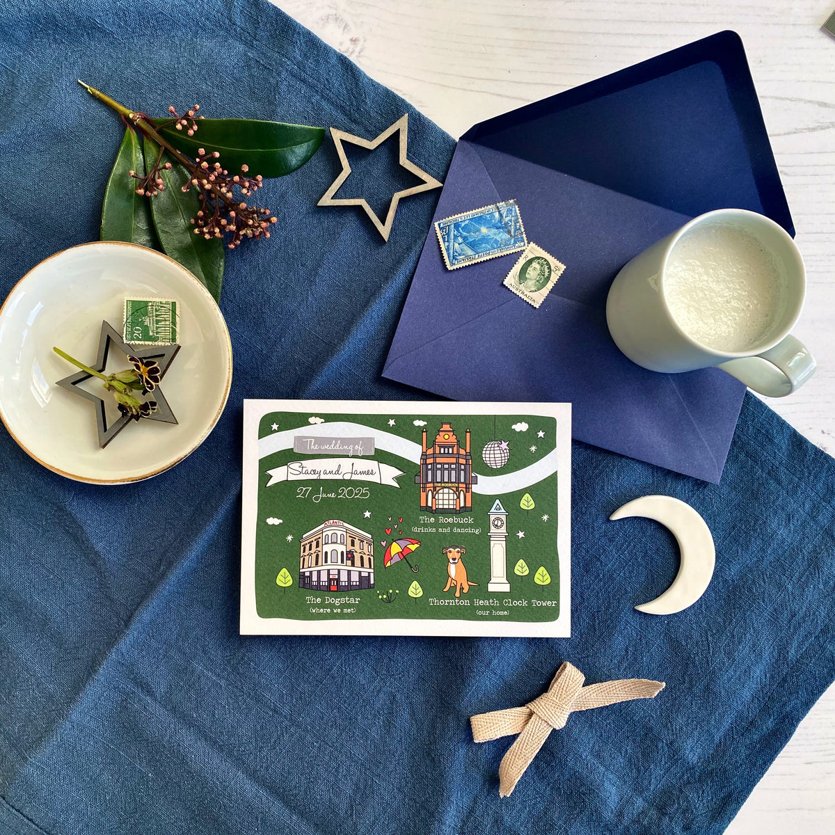 Illustrated Bespoke Map Invitation - (Dark Green)
