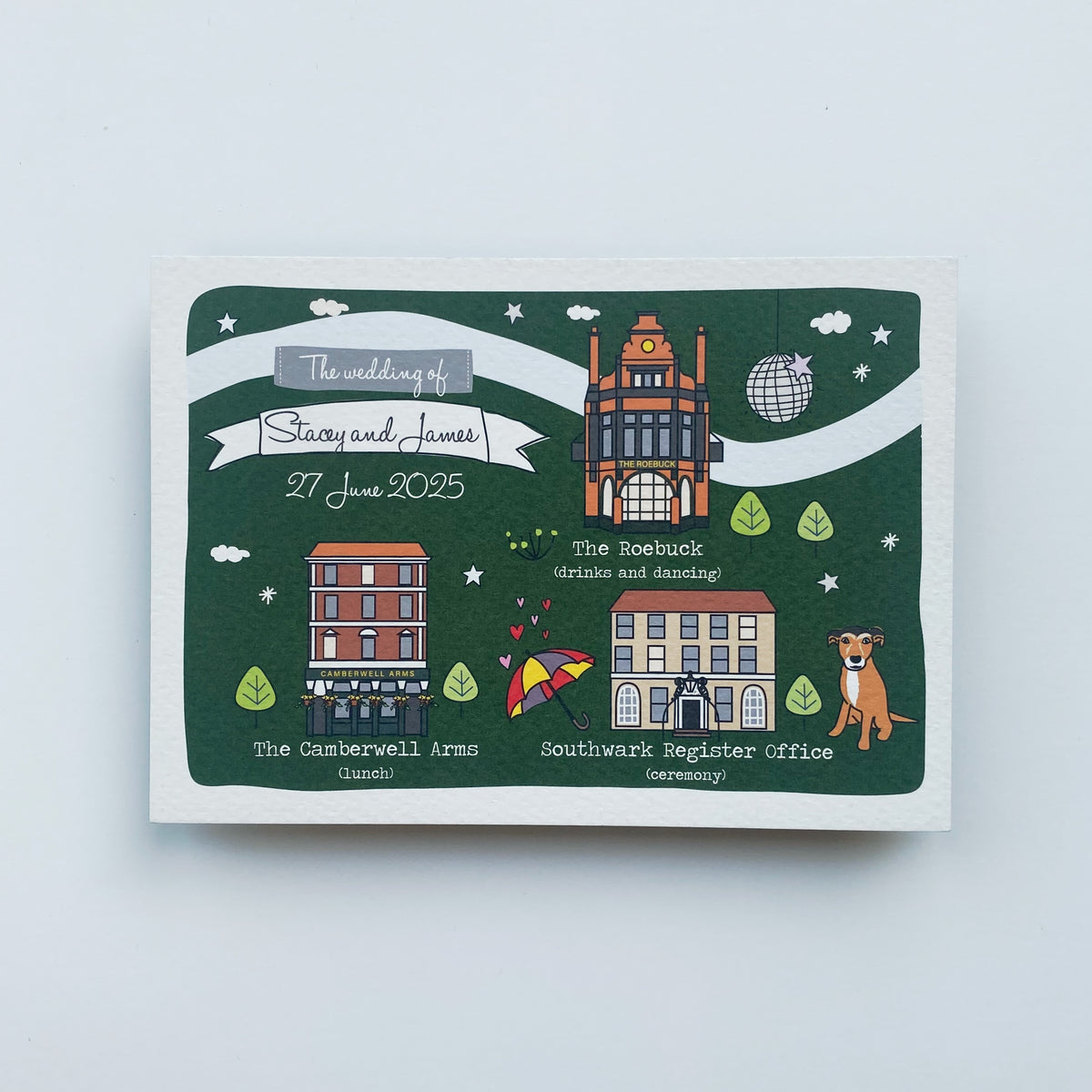 Illustrated Bespoke Map Invitation - (Dark Green)