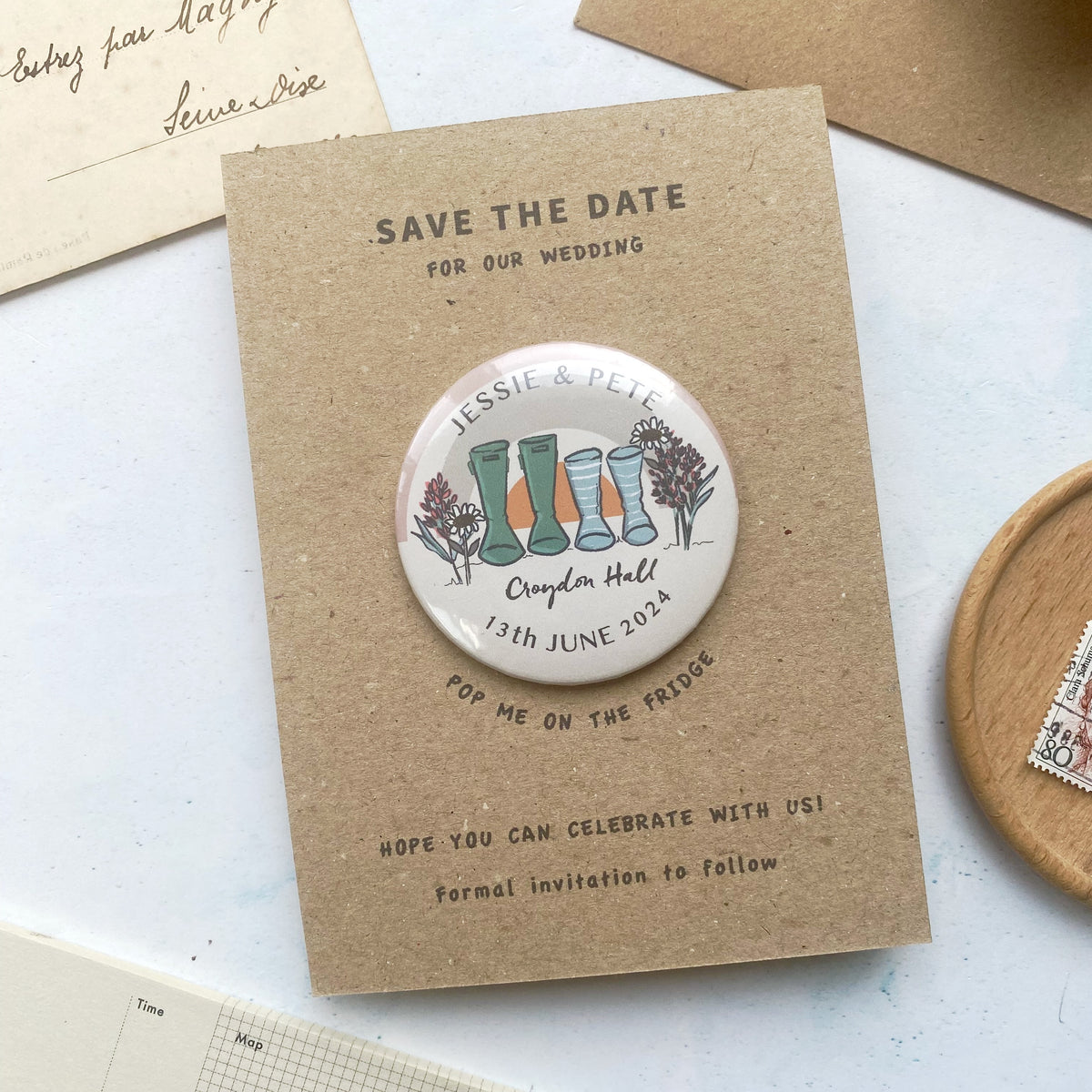 Magnet Save The Date Wellie and Rainbow