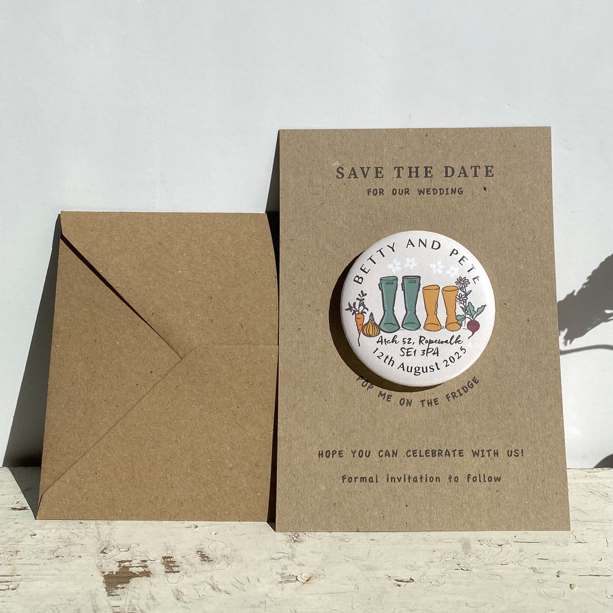 Wellie and Veg Gardening, Country, Barn Theme Wedding Magnetic Save The Date