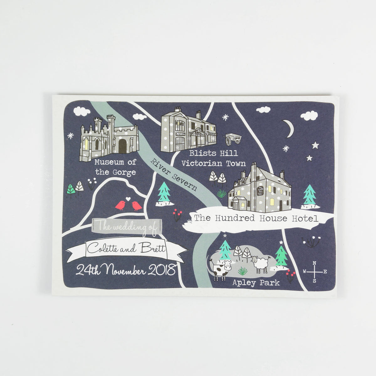 Illustrated Bespoke Map Invitation - Winter Grey Spots (Collection)