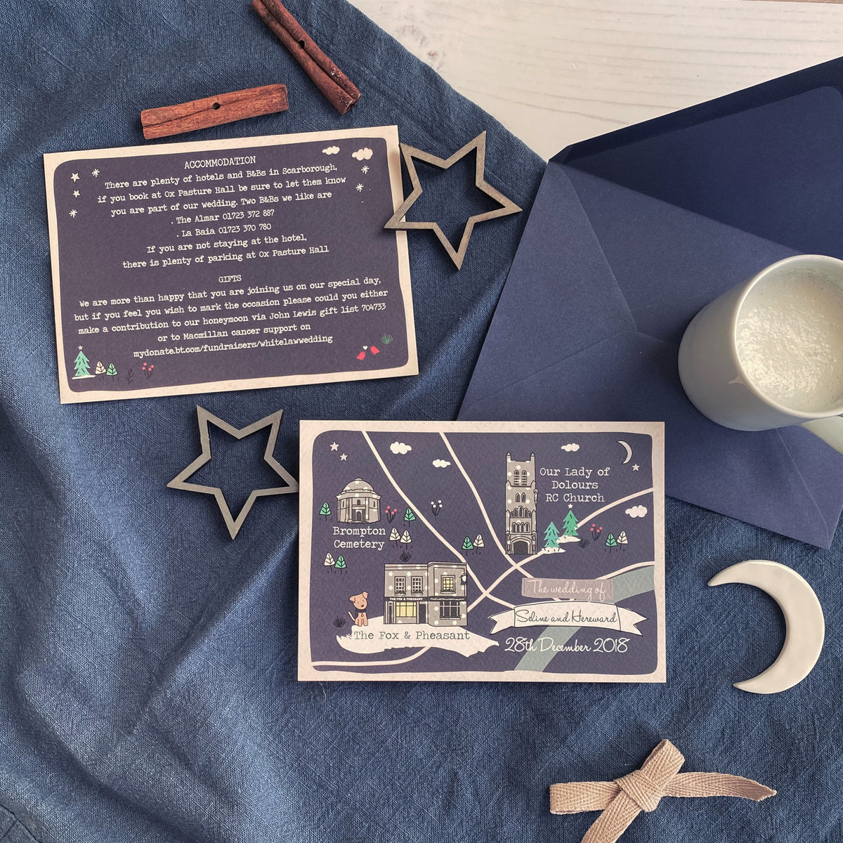Illustrated Bespoke Map Invitation - Winter Grey Spots (Collection)
