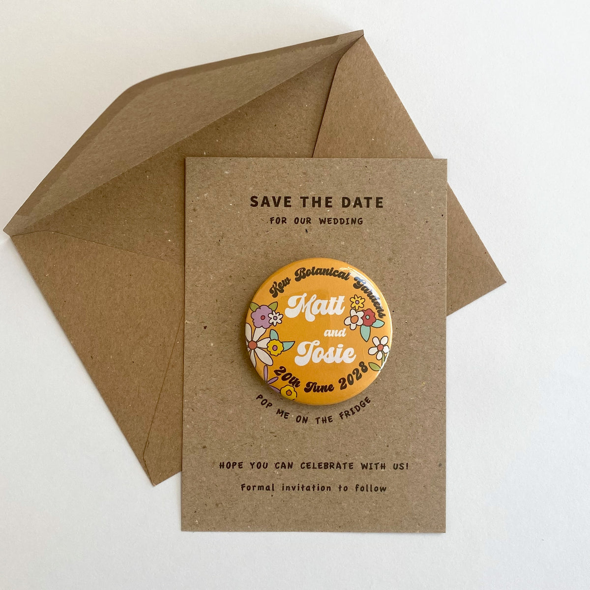 Retro Floral Save The Date Magnet