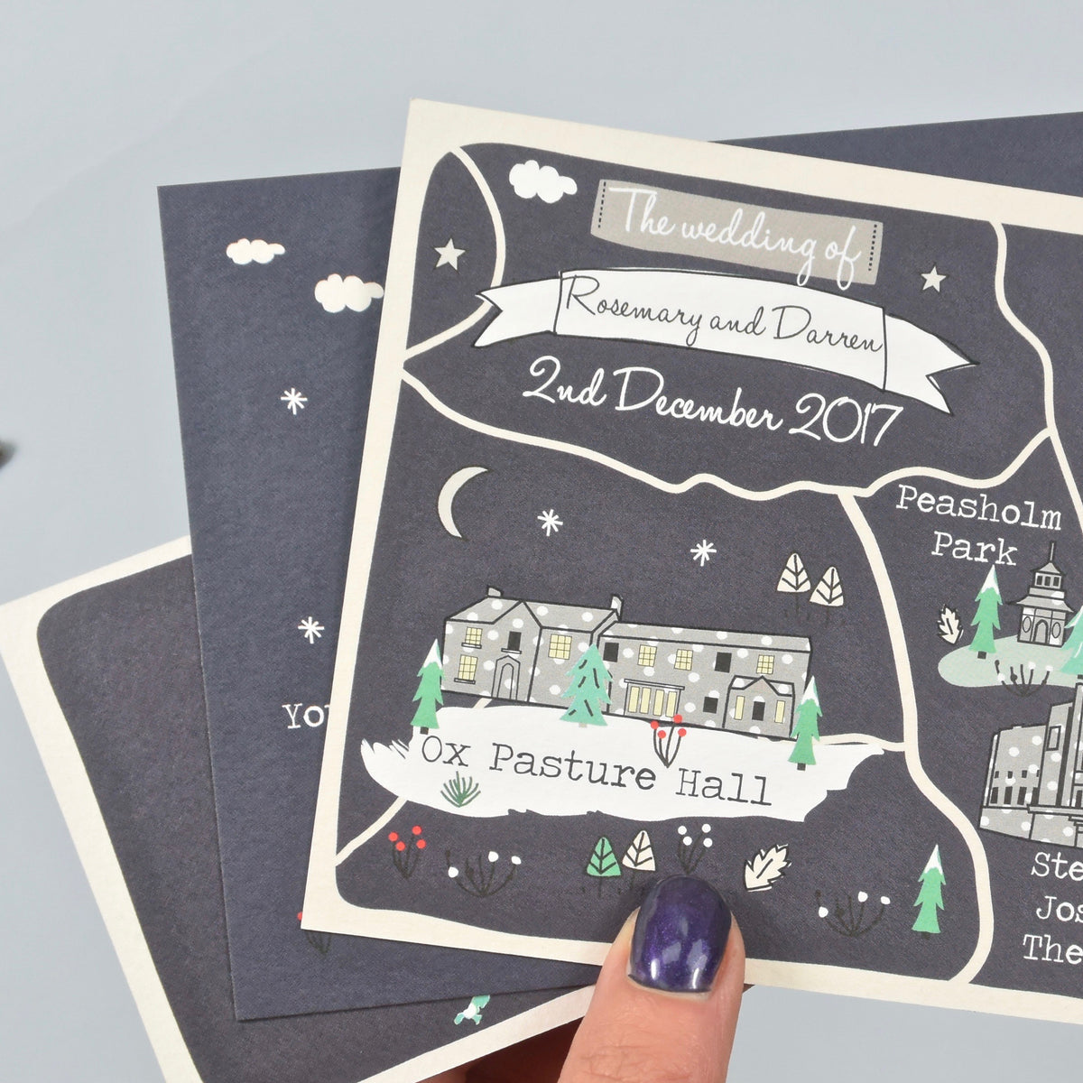 Winter Illustrated Bespoke Map Invitation