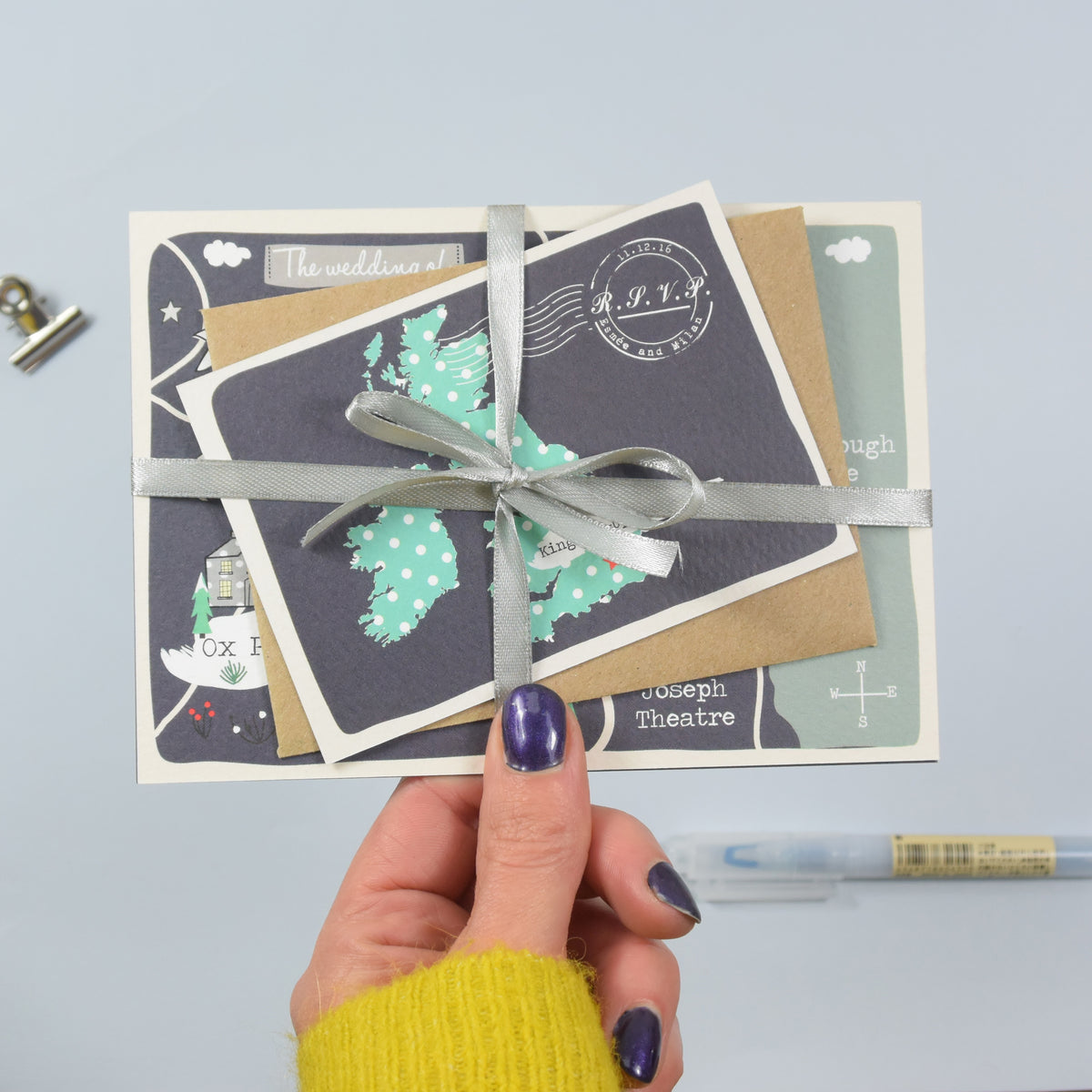Winter Illustrated Bespoke Map Invitation
