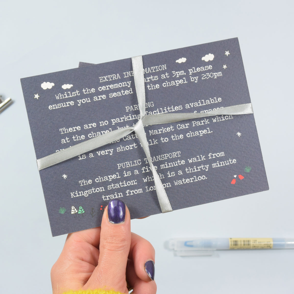 Winter Illustrated Bespoke Map Invitation